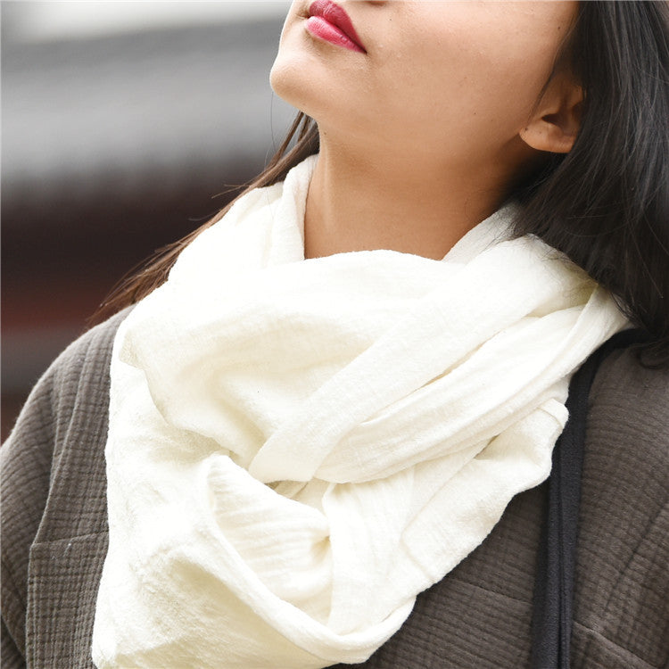 Women's Cotton And Linen Zen Retro Simple Scarf - iztia