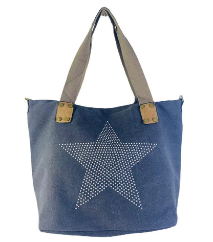 Popular Canvas Printed Five-pointed Star Handbag - iztia