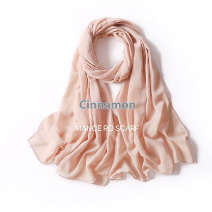 Pure Color Pearl Chiffon Scarf Headcloth Veil Chiffon Scarf - iztia