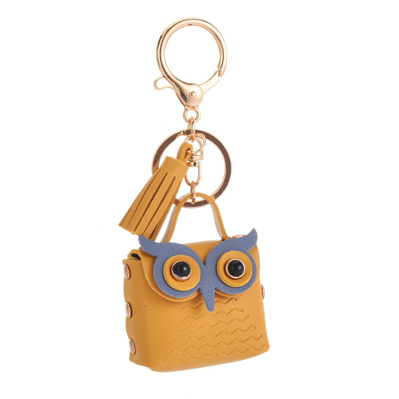 Creative Leather Owl Coin Purse Keychain - iztia