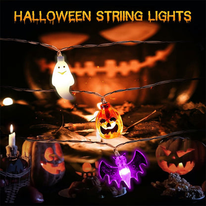 LED Halloween Pumpkin Spider Bat Skull String Light Lamp Home Garden Party Outdoor Halloween Decoration Lantern Light - iztia