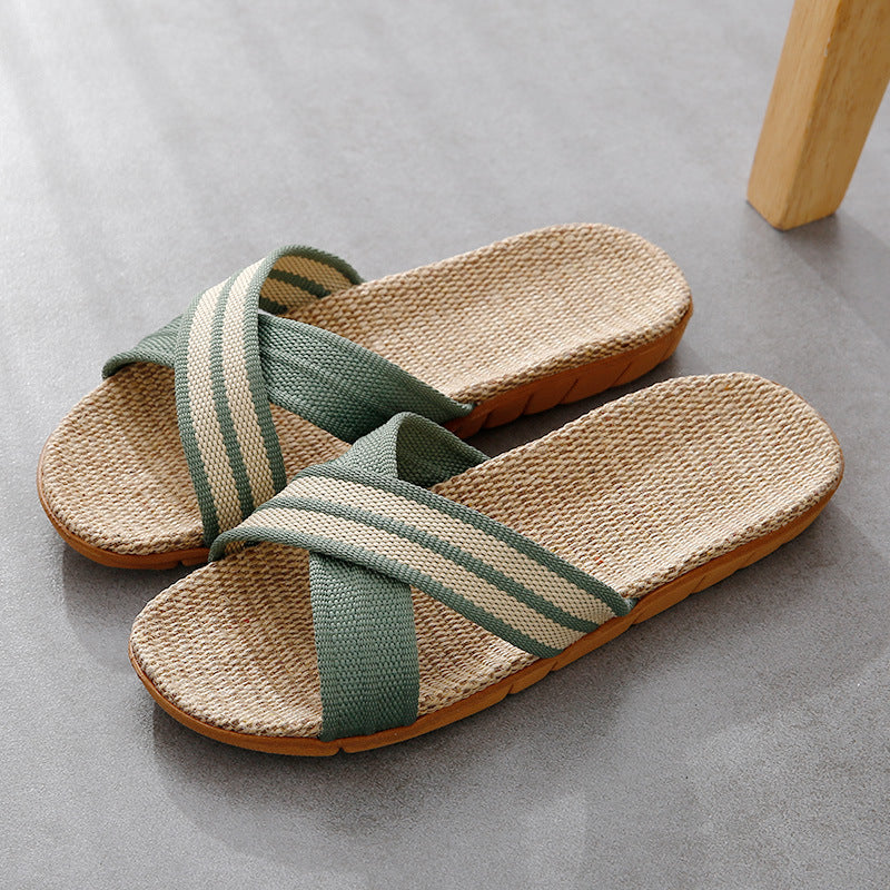 Linen Slippers Couple Indoor Platform Non-slip Non-stinky Feet - iztia