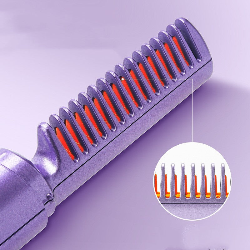 Professional Wireless Hair Straightener Curler Comb Fast Heating Negative Ion Straightening Curling Brush Hair Styling Tools - iztia