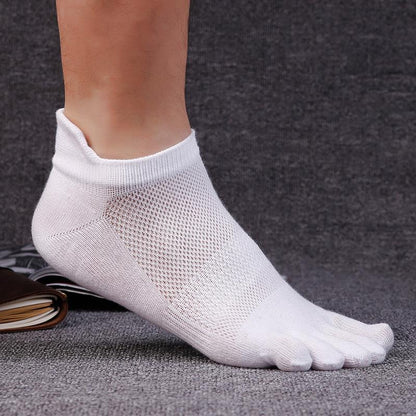 Men's Cotton Summer Short Tube Thin Socks Toe Socks Mesh Breathable - iztia