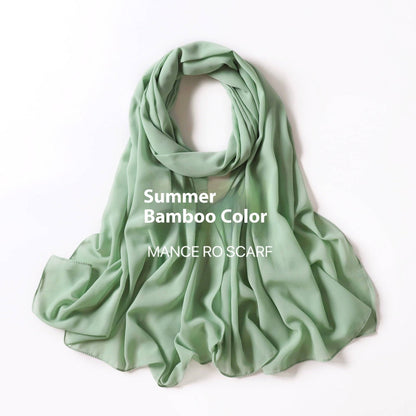 Pure Color Pearl Chiffon Scarf Headcloth Veil Chiffon Scarf - iztia