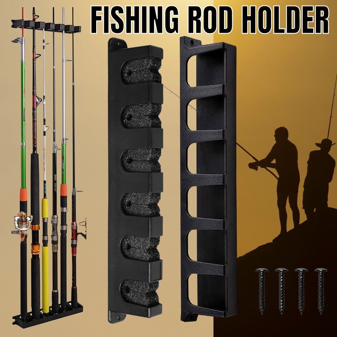 Fishing Rod Rack Vertical Holder Horizontal Wall Mount Boat Pole Stand Storage - iztia