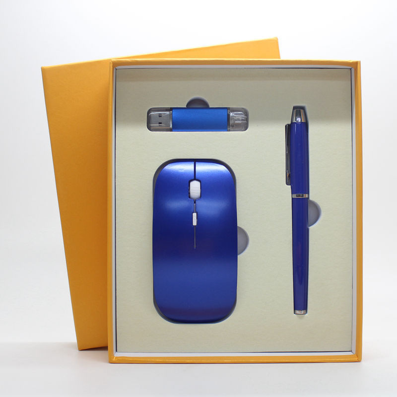 Factory direct business thin wireless mouse + mobile U disk + pen three pieces of office gift custom-made LOGO - iztia