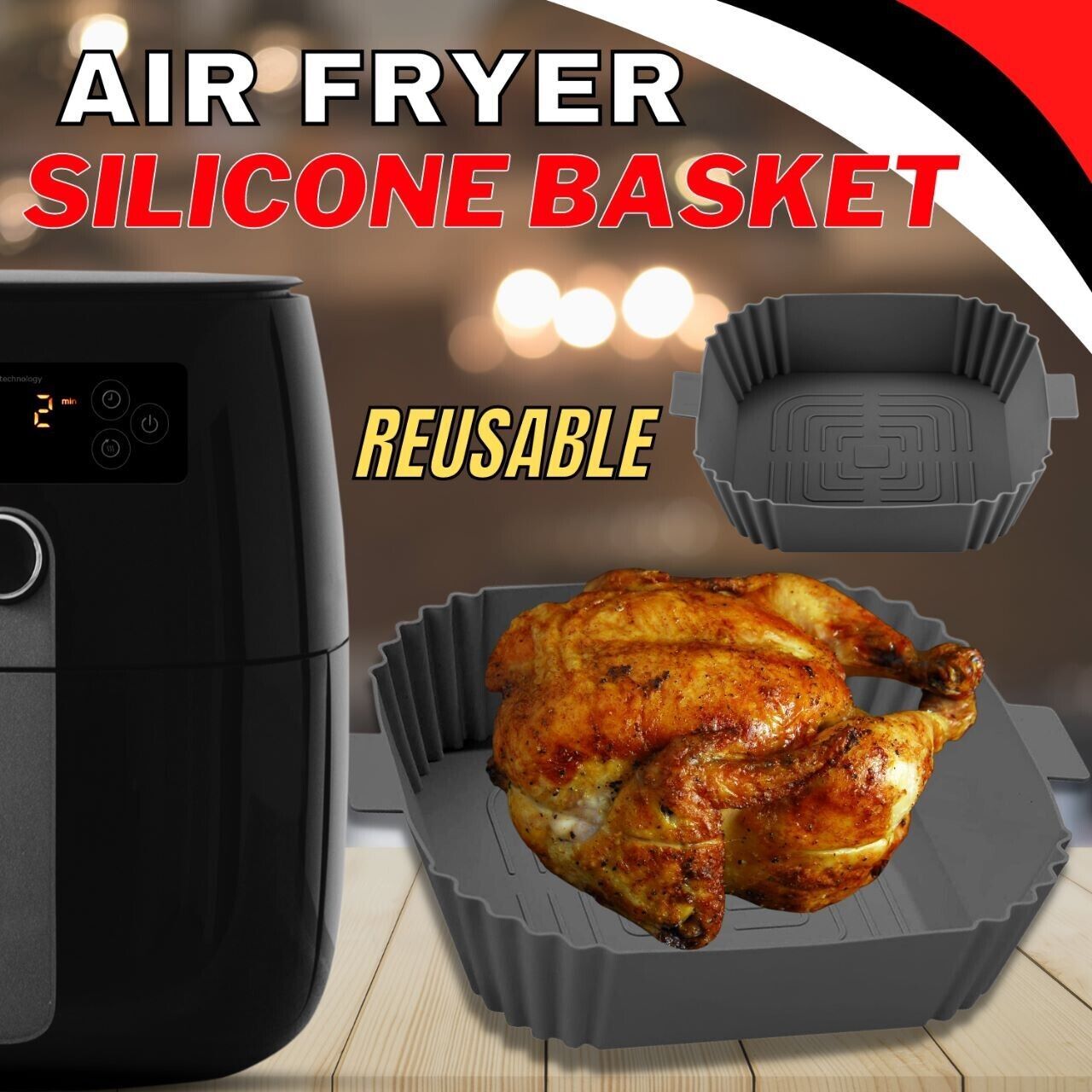 Air Fryer Silicone Pot Basket Liners Non-Stick Safe Oven Baking Tray Accessories - iztia