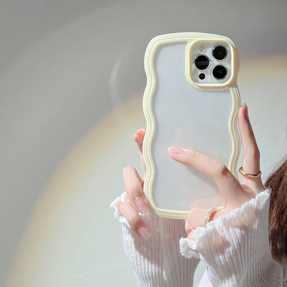 Wave Border Mobile Phone Case Solid Color Simple Candy Color - iztia