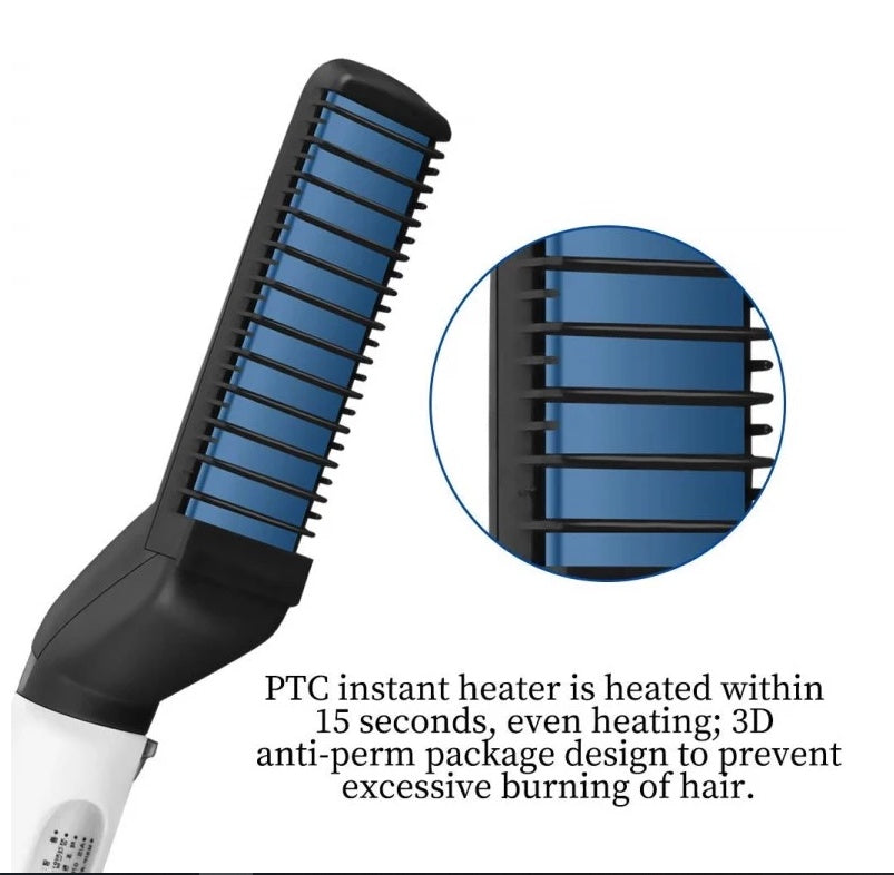 Hair Straightener Men Multifunctional Comb Curling Electric Brush Professional Hair Comb Brush Beard Straightener Hair Curler Fast Heating Styling Tools - iztia