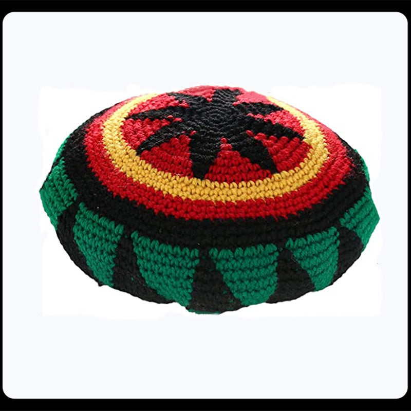 Halloween Jamaica Reggae Children Woolen Cap Handmade Knitted Rainbow Striped Festival Funny Wear - iztia