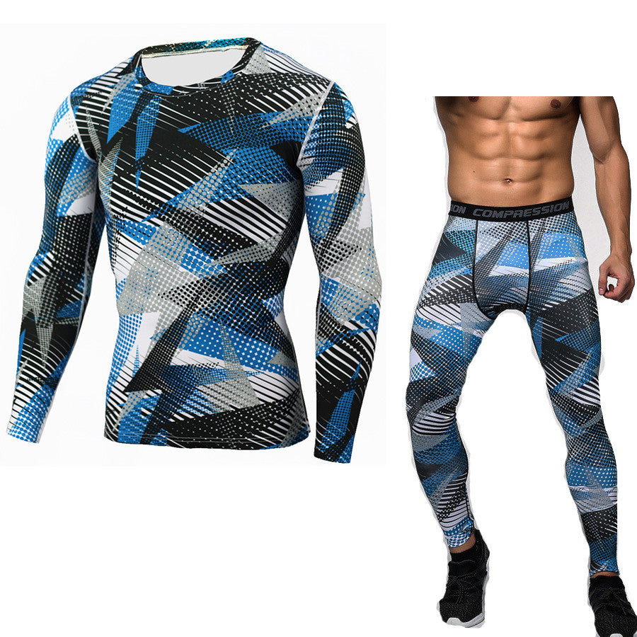 Camouflage Compression Baselayer Set Sports Compression Set Long Sleeve T-Shirt Tights Exercise Clothes Workout Bodysuit Fitness Suits For Men - iztia