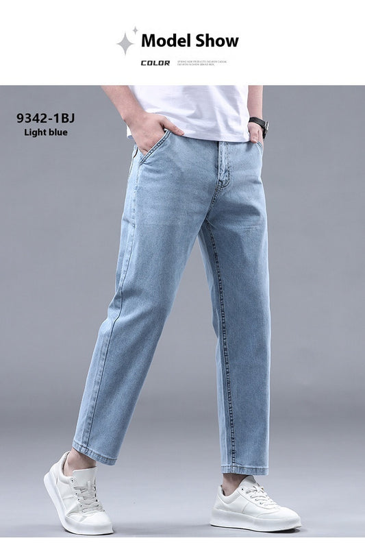 Men's Slim Fit Cropped Casual Light-colored Jeans - iztia