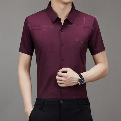 Summer New Men's Short-sleeved Shirt Seamless Business Shirt - iztia