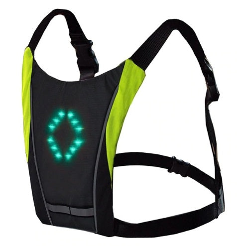 USB Rechargeable Reflective Vest Backpack with LED Turn Signal Light Remote Control Outdoor Sport Safety Bag Gear for Cycling - iztia