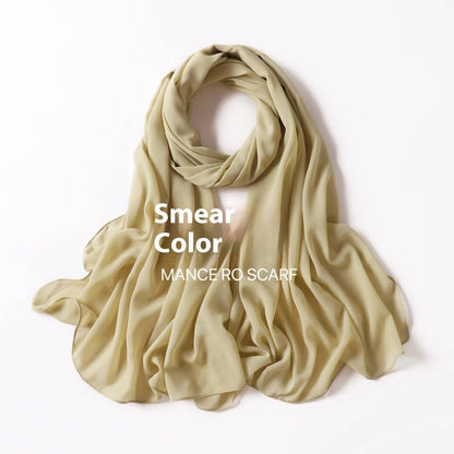 Pure Color Pearl Chiffon Scarf Headcloth Veil Chiffon Scarf - iztia