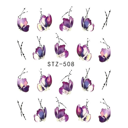 1pcs Nail Sticker Butterfly Flower Water Transfer Decal Sliders for Nail Art Decoration Tattoo Manicure Wraps Tools Tip JISTZ508 - iztia