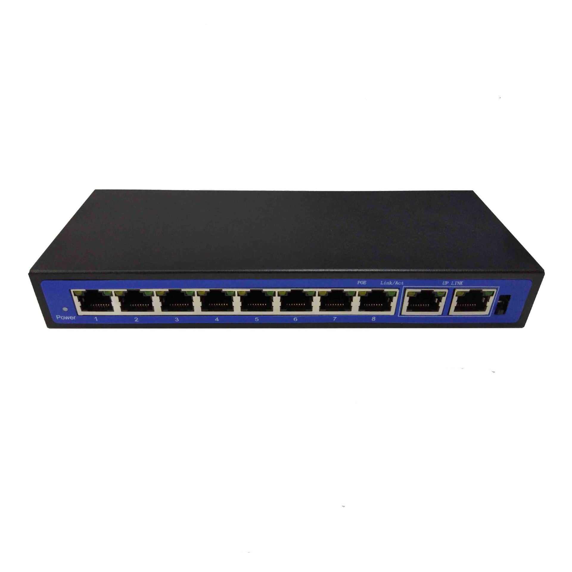 ZWD-8+2BZDW 10 Port 100M POE Switch w/ Wireless AP - 48V Ext. Power - 2.0Gbps Bandwidth - LED Indicators - iztia