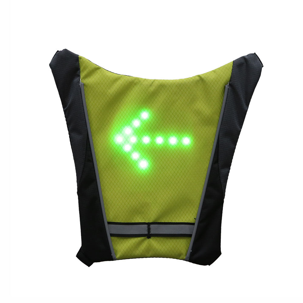 USB Rechargeable Reflective Vest Backpack with LED Turn Signal Light Remote Control Outdoor Sport Safety Bag Gear for Cycling - iztia