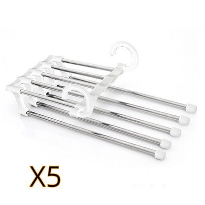 5 In 1 Wardrobe Hanger Multi-functional Clothes Hangers Pants Stainless Steel Magic Wardrobe Clothing Hangers For Clothes Rack - iztia