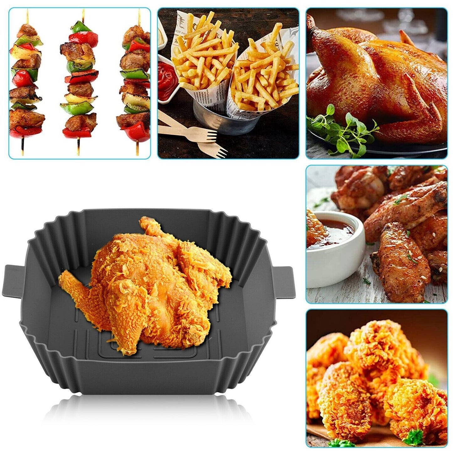 Air Fryer Silicone Pot Basket Liners Non-Stick Safe Oven Baking Tray Accessories - iztia