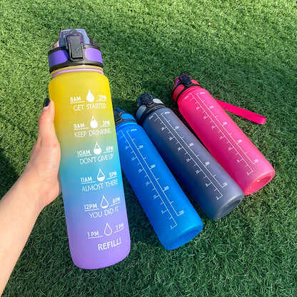 1L Tritan Water Bottle With Time Marker Bounce Cover Motivational Water Bottle Cycling Leakproof Cup For Sports Fitness Bottles - iztia