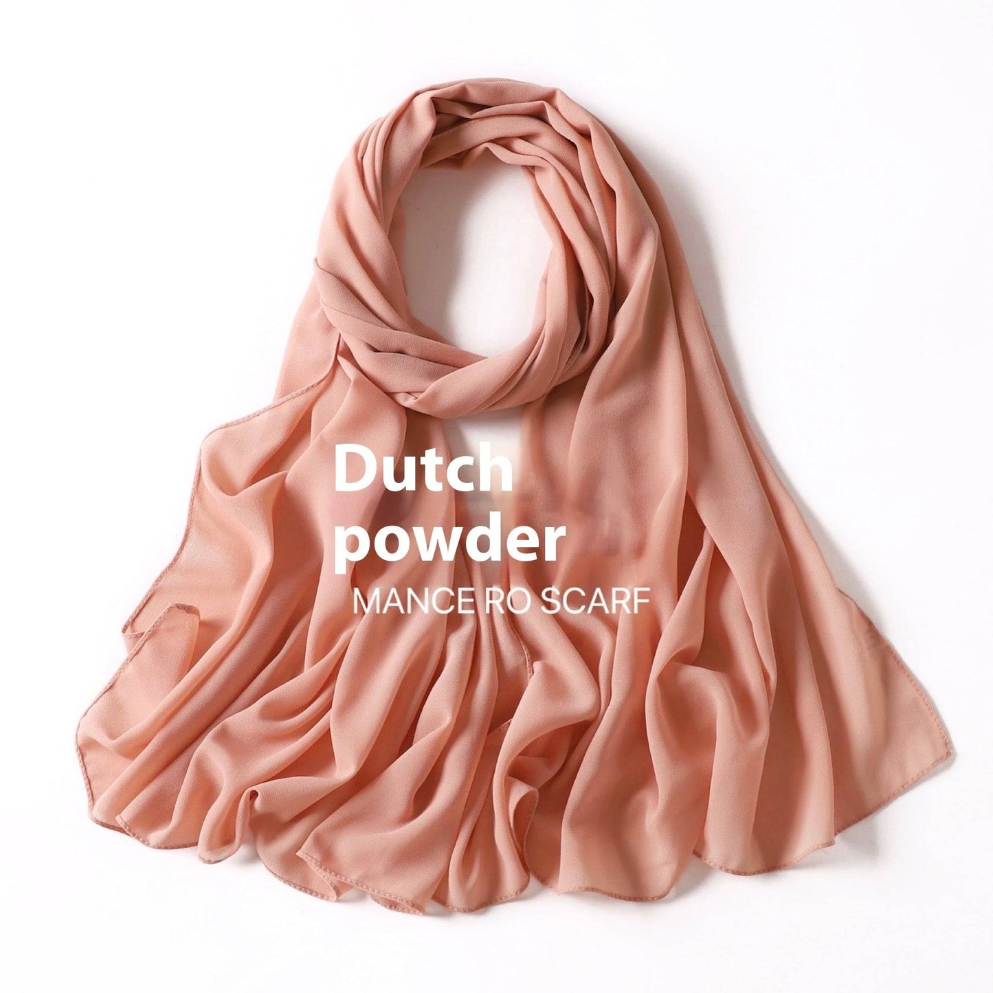 Pure Color Pearl Chiffon Scarf Headcloth Veil Chiffon Scarf - iztia