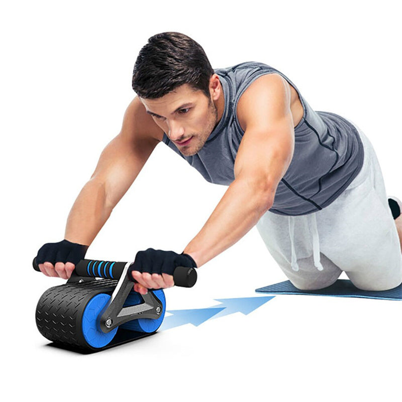 Double Wheel Abdominal Exerciser Women Men Automatic Rebound Ab Wheel Roller Waist Trainer Gym Sports Home Exercise Devices - iztia