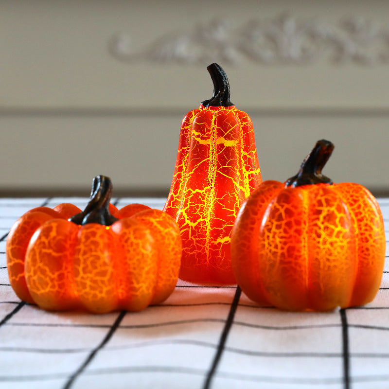 New Halloween Pumpkin Lantern Simulation Pumpkin LED Candle Lamp Resin Luminous Pumpkin - iztia