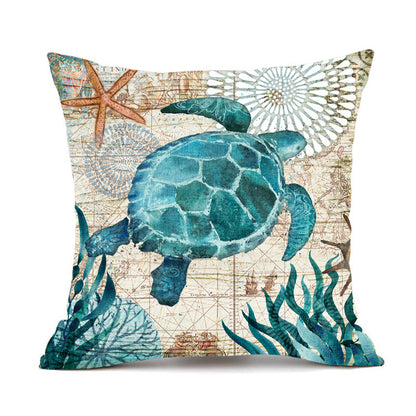 Cushion Covers Sea Turtle Printed Throw Pillow Cases For Home Decor Sofa Chair Seat - iztia