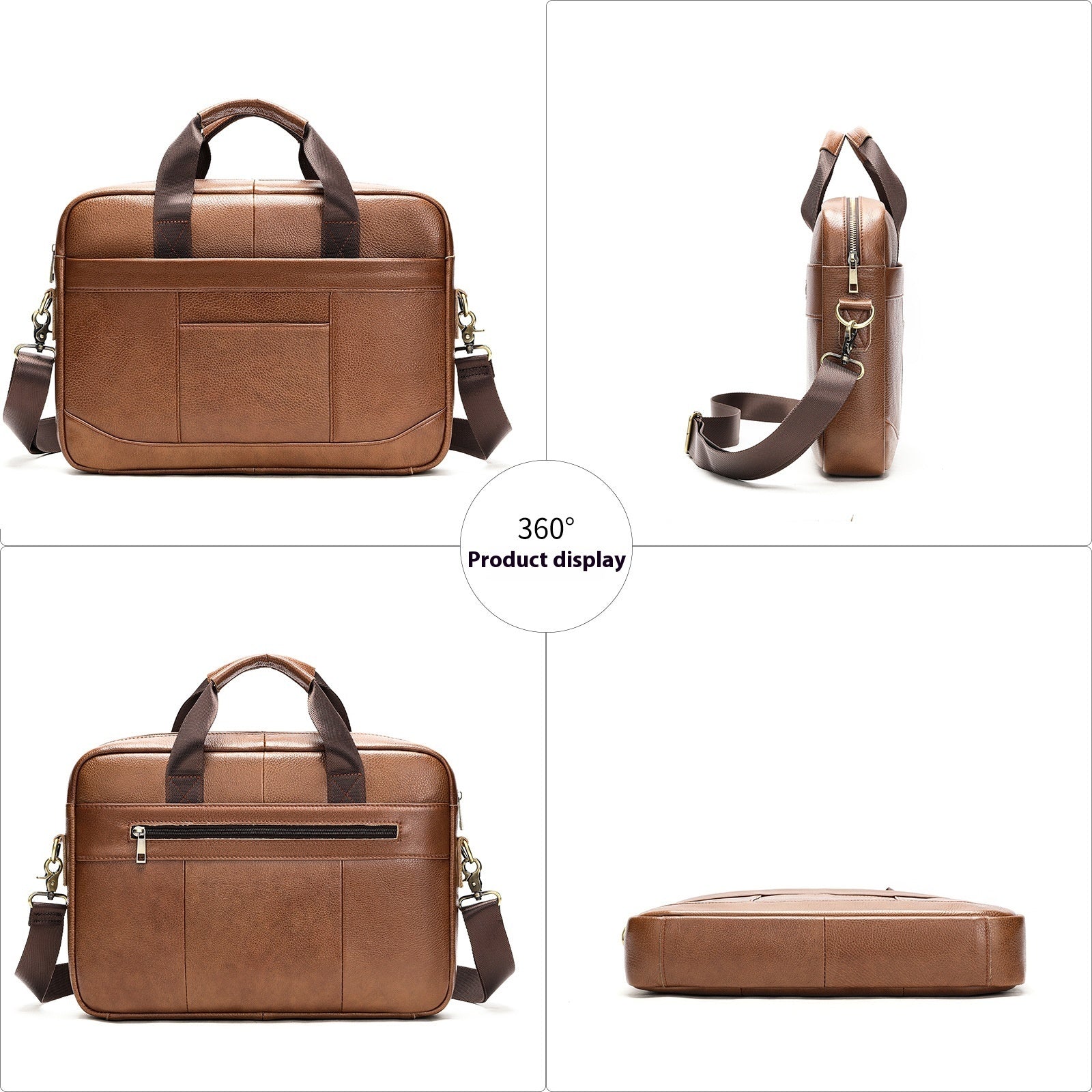 Men's Official Document Leather Casual Computer Bag Shoulder Crossbody - iztia