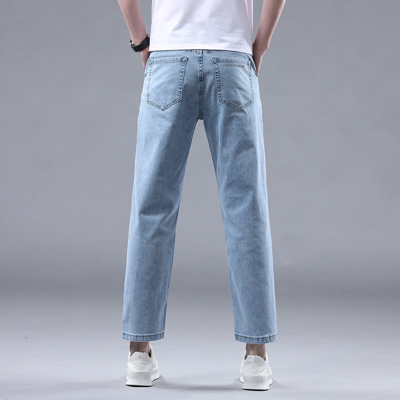 Men's Slim Fit Cropped Casual Light-colored Jeans - iztia