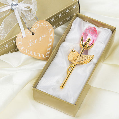 Crystal Metal Rose Valentine's Day Small Gift Wedding - iztia