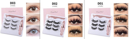 Natural Long Lasting Magnetic Liquid Eyeliner & Magnetic False Eyelashes & Tweezer Set Make up Set - iztia