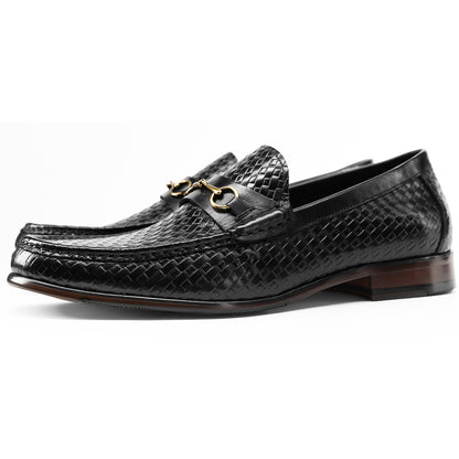 Business Casual Men's Woven Loafers Leather Shoes Men's Shoes - iztia