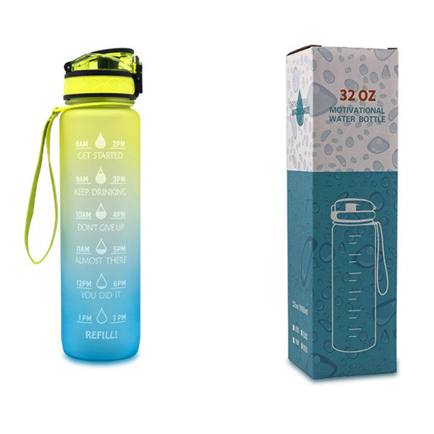 1L Tritan Water Bottle With Time Marker Bounce Cover Motivational Water Bottle Cycling Leakproof Cup For Sports Fitness Bottles - iztia