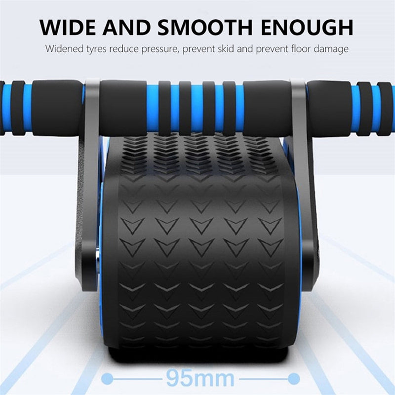 Double Wheel Abdominal Exerciser Women Men Automatic Rebound Ab Wheel Roller Waist Trainer Gym Sports Home Exercise Devices - iztia