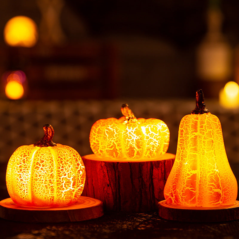 New Halloween Pumpkin Lantern Simulation Pumpkin LED Candle Lamp Resin Luminous Pumpkin - iztia