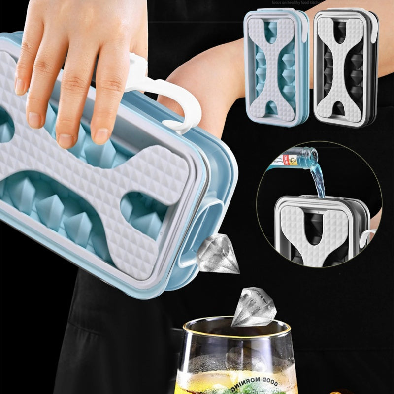 2in1 Portable Silicone Ice Ball Mold Ice Maker Water Bottle Ice Cube Mould Bottle Creative Ice Ball Diamond Curling Summer Kitchen Gadgets - iztia