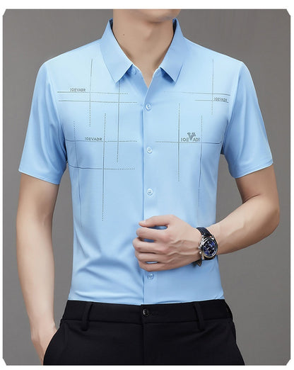 Summer New Men's Short-sleeved Shirt Seamless Business Shirt - iztia