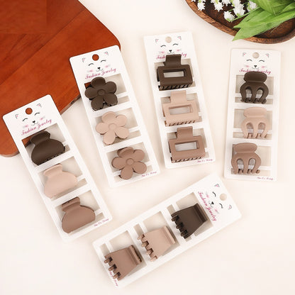 Coffee Color Series Three-piece Set Barrettes Updo Hair Accessories - iztia