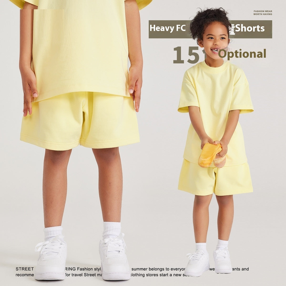 Medium and Large Kids' Cotton Shorts in Basic Earth Tones Style - iztia