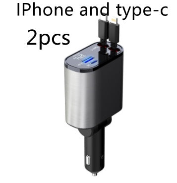 Metal Car Charger 100W Super Fast Charging Car Cigarette Lighter USB And TYPE-C Adapter - iztia