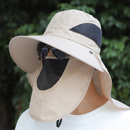 Summer Sunhat Men's Sun Protection Hat With Shawl And Neck Protection Design Breathable Anti-UV And Insect-proof Hiking Fishing Hat Outdoor - iztia