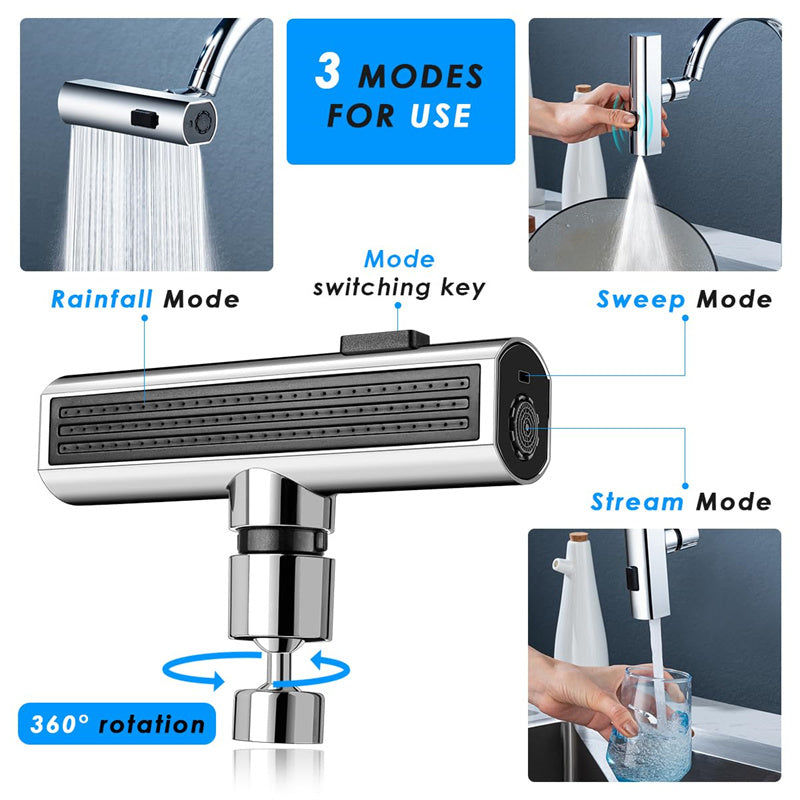 Kitchen Faucet Waterfall Outlet Splash Proof Universal Rotating Bubbler Multifunctional Water Nozzle Extension Kitchen Gadgets - iztia