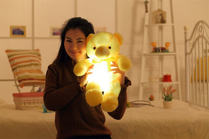 Creative Light Up LED Teddy Bear Stuffed Animals Plush Toy Colorful Glowing Christmas Gift For Kids Pillow - iztia