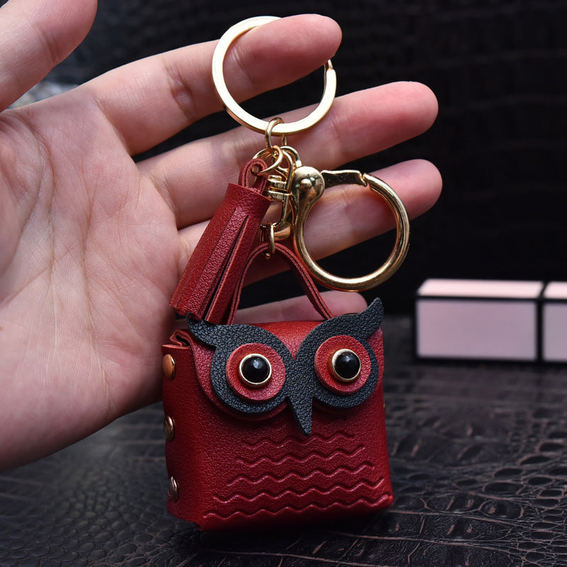 Creative Leather Owl Coin Purse Keychain - iztia