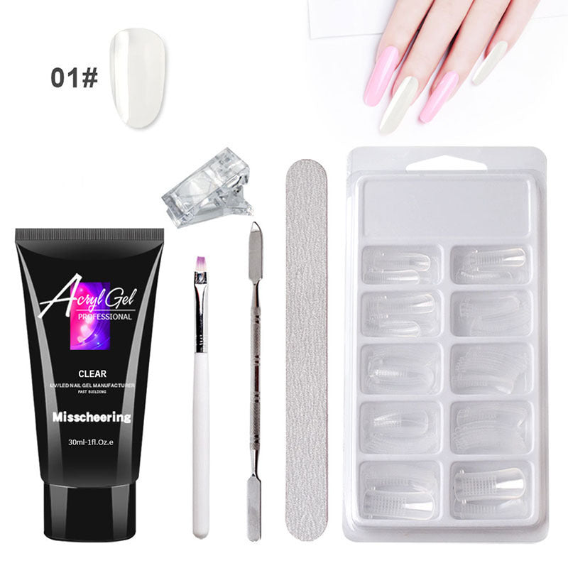 Painless Extension Gel Nail Art Without Paper Holder Quick Model Painless Crystal Gel Set - iztia