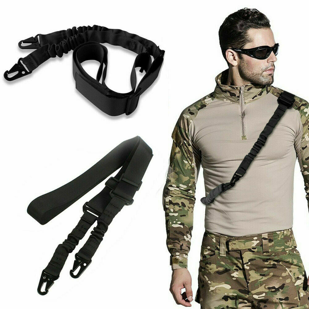 Tactical Rifle Sling Gun Shoulder Strap 2 Point Hooks One Single Strap Hunting - iztia