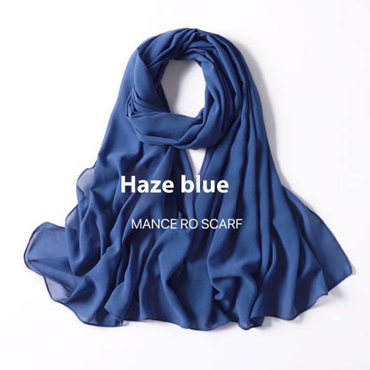 Pure Color Pearl Chiffon Scarf Headcloth Veil Chiffon Scarf - iztia